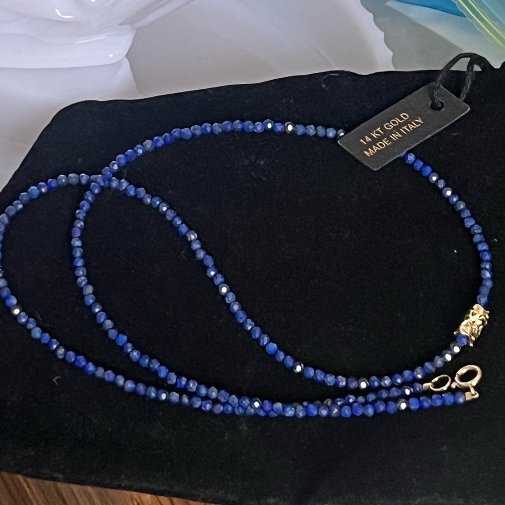 14k gold Lapis Lazuli Beaded Necklace NWT